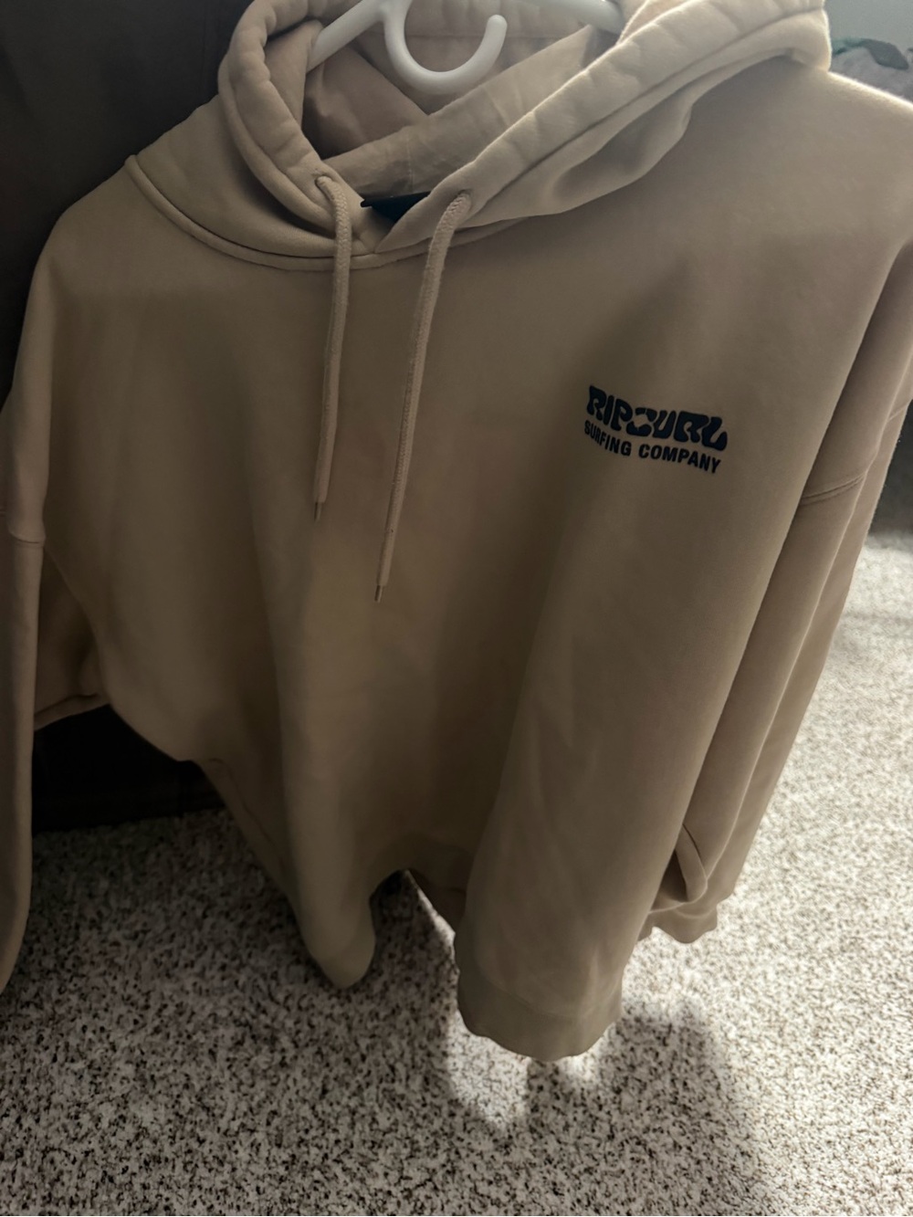 Rip Curl Tan Pullover Hoodie with Navy Logo